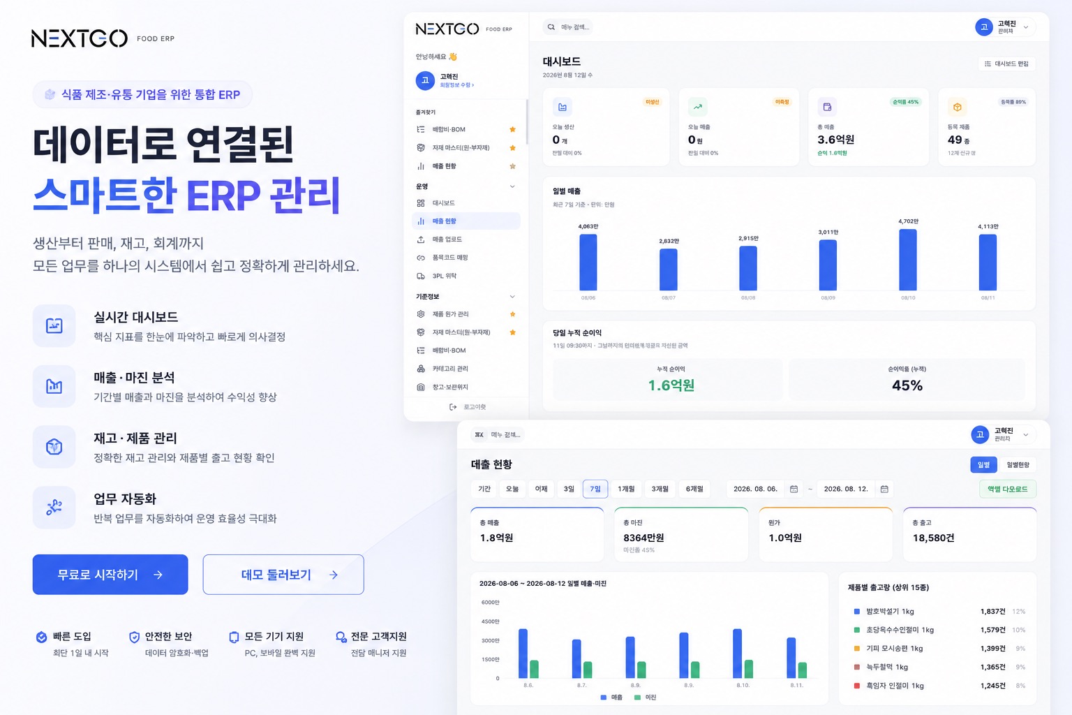 NextGo ERP — 공장 통합 관리 대시보드